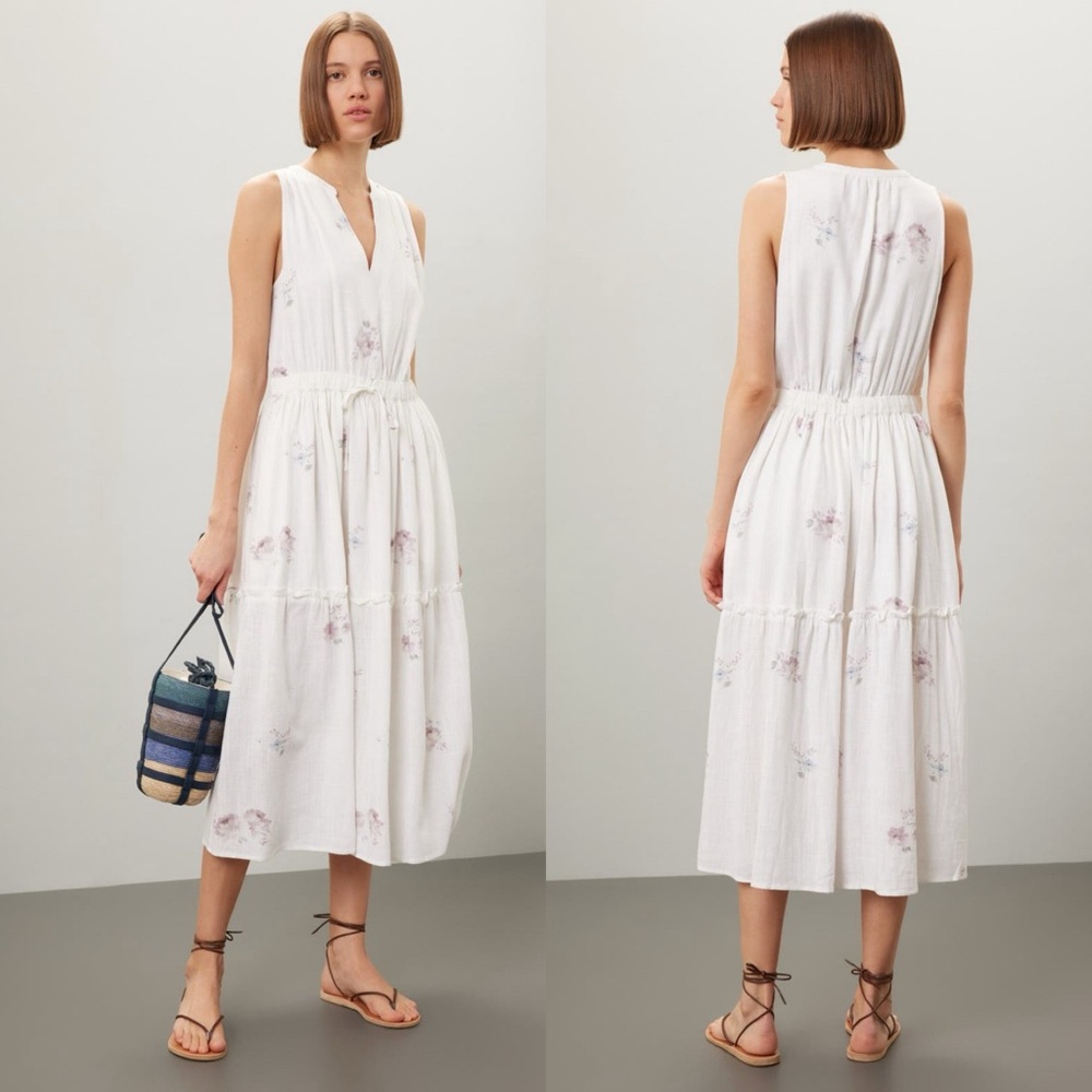 Splendid Livia Watercolor White Floral Midi Dress
Size XS but fits like a Medium